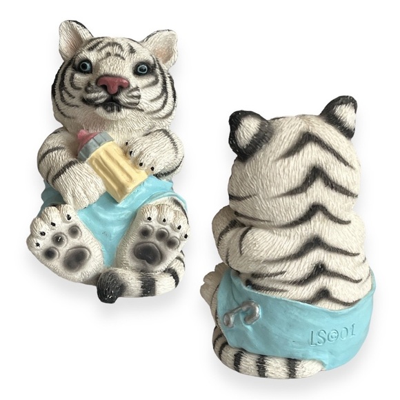 Tiger Leopard White Tiger Baby Bottle Figurines Lot of 3 Collection Encore Group - Picture 3 of 9